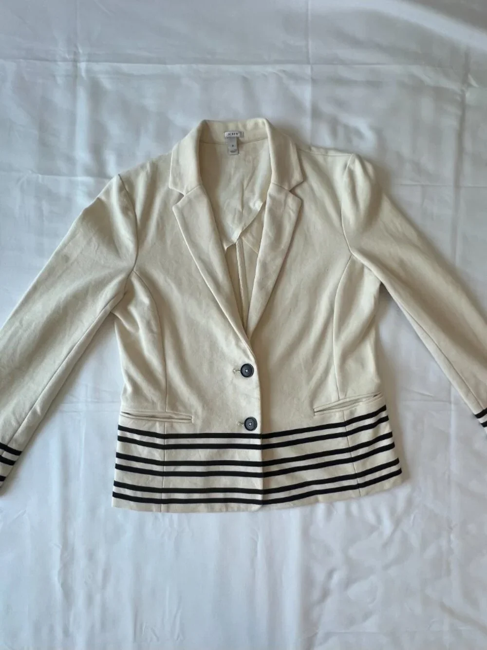 J Crew Academy Schoolboy Blazer Cream Navy Stripe Size S Jacket Nautical Preppy